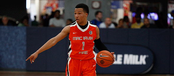 Class of 2015 point guard Jalen Brunson is a stunning play-maker from the point guard position. The lefty can make plays for himself or others. Photo cred - Jon Lopez/Nike