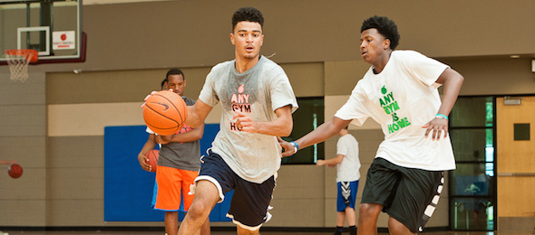 Kai Lambert was aware of both the defense and the opportunity at hand during EBA All-American Camp.*Ty Freeman / @TyPhotoG