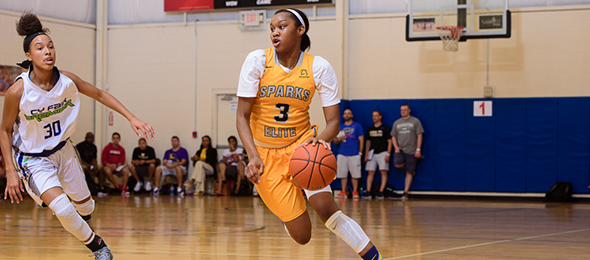 Class of 2018 point guard Honesty Scott-Grayson of Blairstown, N.J., earned the top spot in 2018 after her summer with the New Jersey Sparks. Photo cred - Ty Freeman/#PSBPower48