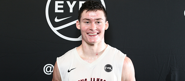 Class of 2017 forward Kyle Young of Canton, Ohio, showed his diversified skill set this year on the EYBL circuit. Photo cred - Jon Lopez/Nike