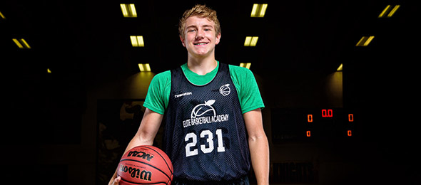 Class of 2019 guard Cameron Shurig of Plainfield, Ind., showed his talent at the #EBAAllAmerican Camp. Photo cred - Ty Freeman
